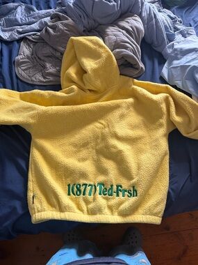 Teddy Fresh Yellow Sherpa Zip-Up Hoodie with Green Embroidered Logo